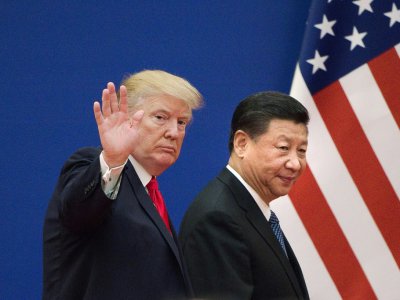 Donald Trump et Xi Jinping à Pékin, en novembre 2017 - Nicolas ASFOURI [AFP/Archives]