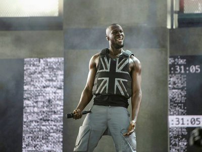 Le rappeur Stormzy sur la scène Pyramide du festival de Glastonbury le 28 juin 2019 - Oli SCARFF [AFP]