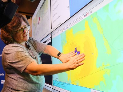 La sismologue de Caltech Lucy Jones donnant des détails sur le premier des deux séismes ayant touché le sud de la Californie, le 4 juilet 2019 - Robyn Beck [AFP]