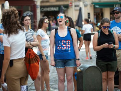 Les supporters américains dans les rues de Lyon, le 2 juillet 2019 la demi-finale contre l'Angleterre - ROMAIN LAFABREGUE [AFP/Archives]