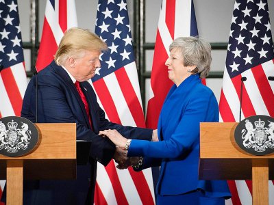Le président américain Donald Trump et la Première ministre britannique Theresa May lors d'une conférence de presse conjointe à Londres, le 4 juin 2019 - Stefan Rousseau [POOL/AFP]
