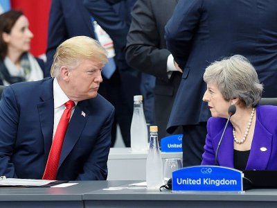 Le président américain Donald Trump et la dirigeante britannique Theresa May lors d'un sommet du G20 à Buenos Aires en novembre 2018 - SAUL LOEB [AFP/Archives]