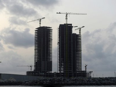 Des gratte-ciel du quartier en construction Eko Atlantic à Lagos, le 29 avril 2019 - PIUS UTOMI EKPEI [AFP]