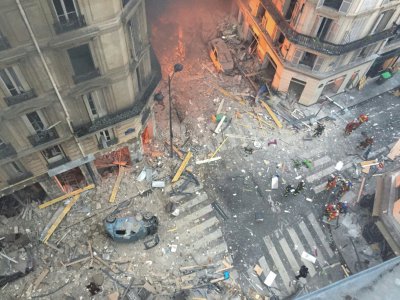 Les lieux de l'explosion de la rue de Trévise après le sinistre, le 12 janvier 2019 - Carl LABROSSE [AFP/Archives]