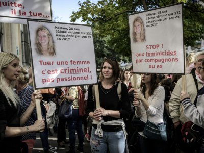 Manifestation à Paris contre les féminicides et les violences faites aux femmes le 6 octobre 2018 - Philippe LOPEZ [AFP/Archives]