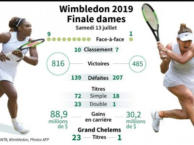 Présentation de la finale simple dames de Wimbledon entre l'Américaine Serena Williams et la Roumaine Simona Halep - Jonathan WALTER [AFP]