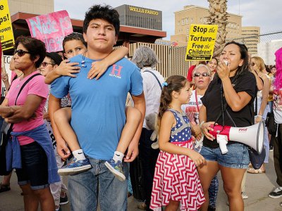 Manifestation  contre le traitement des migrants hébergés dans les centres de rétention américains, le 12 juillet 2019 à El Paso, au Texas - Luke Montavon [AFP]