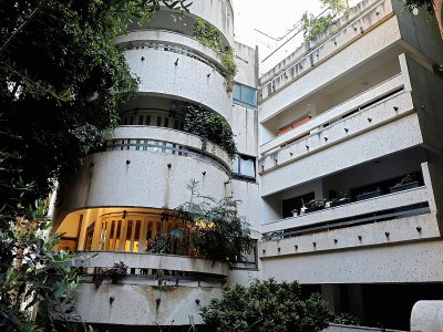 La maison Rubinsky de style Bauhaus, construite en 1935 par l'architecte Abraham Markusfeld, le 9 mai 2019 à Tel-Aviv, en Israël - THOMAS COEX [AFP]