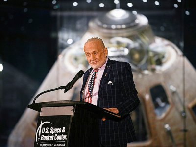 Buzz Aldrin le 17 juillet 2019 à Huntsville (Alabama) - Loren ELLIOTT [AFP]