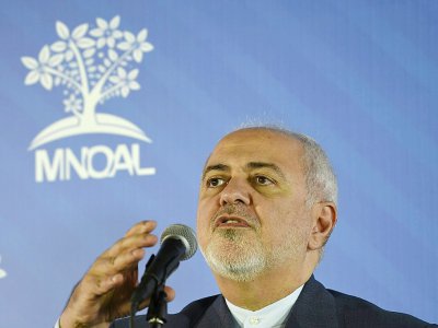 Le ministre iranien des Affaires étrangères Mohammad Javad Zarif lors d'un discours à Caracas, le 20 juillet 2019 - YURI CORTEZ [AFP]