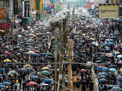 Des Hongkongais manifestent malgré l'interdiction de la police, à Yuen Long le 27 juillet 2019 - Philip FONG [AFP]