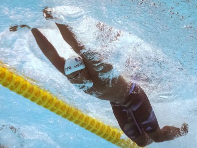 Le Français Mehdy Metella lors des séries du 100 m papillon aux Mondiaux de natation, le 26 juillet 2019 à Gwangju - François-Xavier MARIT [AFP/Archives]