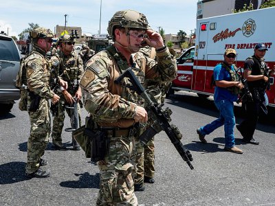 Des forces de l'ordre déployés à El Paso à la suite d'une fusillade, le 3 août 2019 dans cette ville du Texas - Joel Angel JUAREZ [AFP]