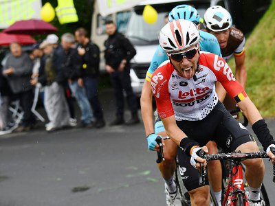 Le Belge Bjorg Lambrecht lors de la première étape du Critérium du Dauphiné le 9 juin 2019 à Jussac - Anne-Christine POUJOULAT [AFP/Archives]