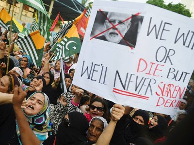 Manifestation le 25 aouôt à Karachi de femmes originaires du Cachemire contre la politique de l'Inde - RIZWAN TABASSUM [AFP]