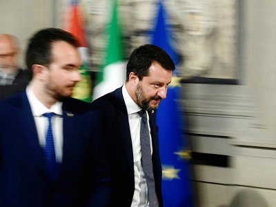 L'ex-ministre de l'Intérieur et président de la Ligue du Nord, Matteo Salvini, le 28 août 2019 à Rome - Filippo MONTEFORTE [AFP]