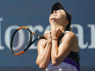 Elina Svitolina célèbre sa victoire sur Johanna Konta en quarts de finale de l'US Open, le 3 septembre 2019 à New York. - Kena Betancur [AFP]