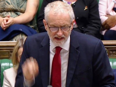 Le leader travailliste Jeremy Corbyn, le 3 septembre 2019 au Parlement britannique de Londres - - [PRU/AFP]