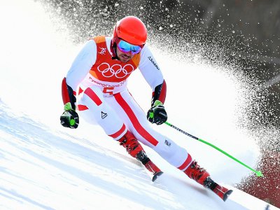 Marcel Hirscher sur la piste du combiné de slalom lors des Jeux d'hiver de Pyeongchang, le 18 février 2018 - Fabrice COFFRINI [AFP/Archives]