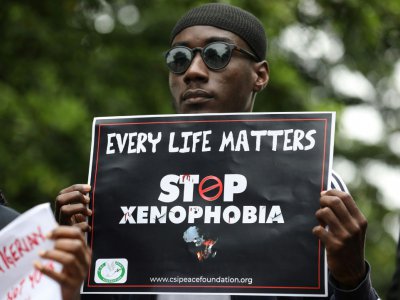 Manifestation contre les violences xénophobes en Afrique du Sud devant la haute commission sud-africaine à Abuja au Nigeria, le 5 septembre 2019 - KOLA SULAIMON [AFP]