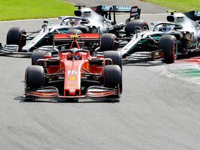 Le pilote Ferrari Charles Leclerc, parti en pole, n'a jamais lâché sa position jusqu'au bout du GP d'Italie à Monza, le 8 septembre 2019 - Andrej ISAKOVIC [AFP]