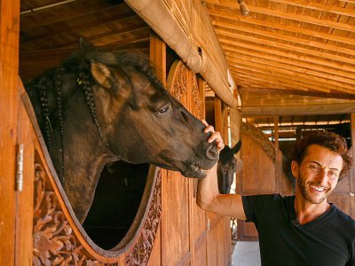 Manolo et son cheval Indra au Théâtre du Centaure, le 23 aout 2019 à Marseille - Christophe SIMON [AFP]