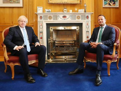 Les Premiers ministres irlandais Leo Varadkar et britannique Boris Johnson se rencontrent à Dublin le 9 septembre 2019 - Niall Carson [POOL/AFP]
