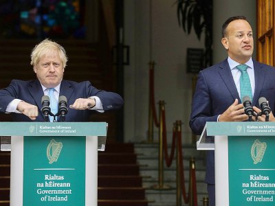 Les Premiers ministres irlandais Leo Varadkar et britannique Boris Johnson se rencontrent à Dublin le 9 septembre 2019 - Lorraine O'SULLIVAN [AFP]