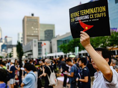 Manifestation de soutien aux employés de Cathay Pacific, le 28 août 2019 à Hong Kong - Philip FONG [AFP/Archives]