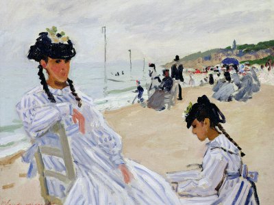 laude Monet, Sur la plage à Trouville, 1870, Huile sur toile - Paris - Musée Marmottan Monet / Bridgeman