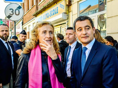 La ministre de la Justice Nicole Belloubet (G) et le ministre des Comptes publics Gérald Darmanin à Lille le 26 septembre 2018 - Philippe HUGUEN [AFP/Archives]