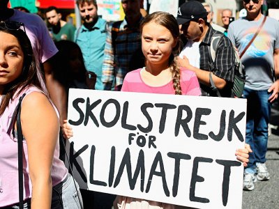 Greta Thunberg lors d'une marche pour le climat à New York le 20 septembre 2019 - Johannes EISELE [AFP]