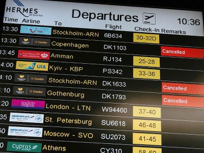 Les vols annulés du voyagiste britannique Thomas Cook à l'aéroport de Larnaca (Chypres) le 23 septembre 2019 - Iakovos Hatzistavrou [AFP]