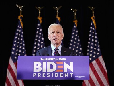L'ancien vice-président américain Joe Biden, favori de la primaire démocrate, mardi  à Wilmington - Olivier Douliery [AFP]