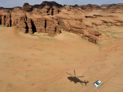 Cette photo prise le 11 février 2019 montre les rochers colorés du désert de Ula, dans le nord-ouest de l'Arabie saoudite. - FAYEZ NURELDINE [AFP/Archives]