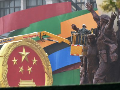 Préparatifs pour le 70e anniversaire de la Chine communiste le 28 septembre 2019 à Pékin - GREG BAKER [AFP]