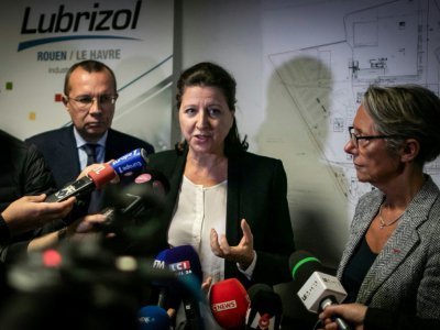La ministre de la Santé et de la Solidarité Agnès Buzyn (C) s'exprime devant la presse le 27 septembre 2019 à Rouen - Lou BENOIST [AFP/Archives]
