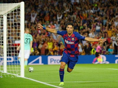 L'attaquant uruguayen du Barça Luis Suarez auteur du doublé contre l'Inter Milan en Ligue des champions, le 2 octobre 2019 à Barcelone - LLUIS GENE [AFP]