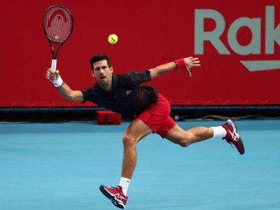 Le Serbe Novak Djokovic lors de sa victoire au tournoi du Japon face à l'Australien John Millman, à Tokyo, le 6 octobre 2019 - Behrouz MEHRI [AFP]