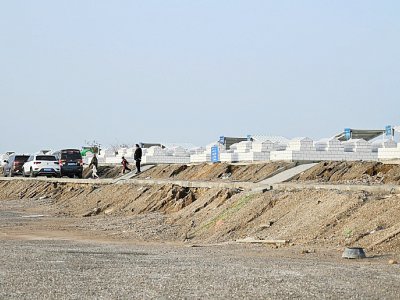 Un nouveau cimetière construit dans les faubourgs d'Aksu, dans la région du Xinjiang (nord-ouest de la Chine), où ont été amenés les corps d'un cimetière ouïghour détruit par les autorités, le 14 septembre 2019. - HECTOR RETAMAL [AFP]