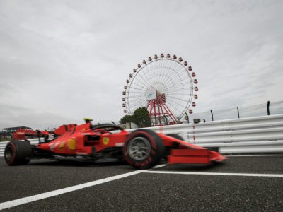 Le Monégasque Charles Leclerc au volant de sa Ferrari lors de la 1re séance d'essais libres pour le GP du Japon, le 11 octobre 2019 à Suzuka - Behrouz MEHRI [AFP]