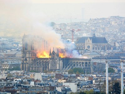 Notre-Dame de Paris en flammes, le 15 avril 2019 - Hubert Hitier [AFP/Archives]