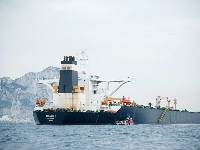 Le supertanker Grace 1 au large de Gibraltar, le 6 juillet 2019 - JORGE GUERRERO [AFP/Archives]