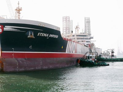Le pétrolier suédois battant pavillon britannique, le Stena Impero, libéré par l'Iran est arrivé au port Rachid de Dubaï, le 28 septembre 2019 - Christopher Pike [POOL/AFP]