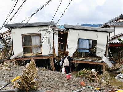 Des maisons dévastées par le typhon Hagibis, le 15 octobre 2019 à Nagano, dans le centre du Japon - Kazuhiro NOGI [AFP]