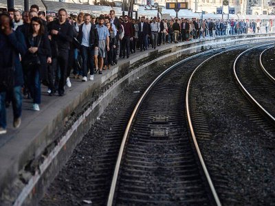 Quai de la gare Saint-Lazare à Paris le 19 avril 2018, jour de grève SNCF contre la réforme ferroviaire - Christophe SIMON [AFP/Archives]