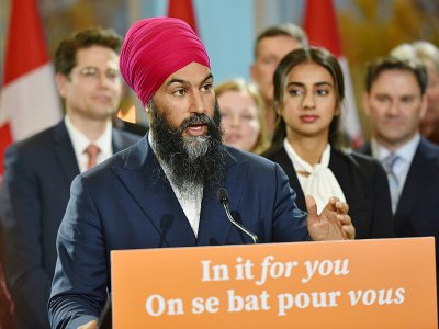 Le leader du Nouveau parti démocratique (NPD) canadien Jagmeet Singh termine sa campagne électorale à Vancouver, le 20 octobre 2019 - Don MacKinnon [AFP]