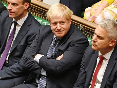Le Premier ministre britannique Boris Johnson à la Chambre des communes durant un débat sur le Brexit, à Londres le 19 octobre 2019. - JESSICA TAYLOR [UK PARLIAMENT/AFP]
