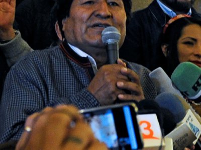 Evo Morales, le président sortant de gauche, le 20 octobre 2019 à La Paz - JORGE BERNAL [AFP]