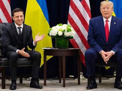 Donald Trump et son homologue ukrainien Vladimir Zelensky, à New York, le 25 septembre 2019 - SAUL LOEB [AFP]